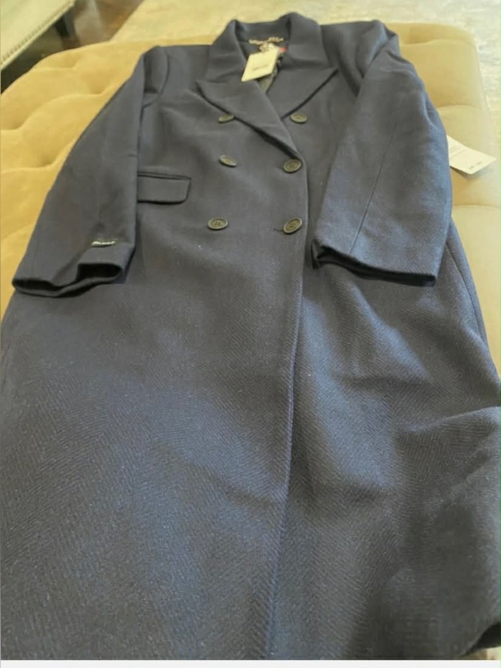 Saint + Sofia Coat Cambridge Navy Chevron Size 14